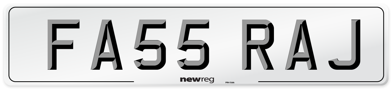 FA55 RAJ Number Plate from New Reg